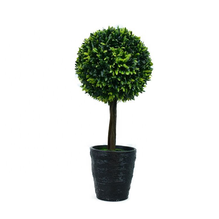 Artificial Plastic Plant Boxwood Grass Ball Ornament with Pot Supermarket Garden Shop Decoration