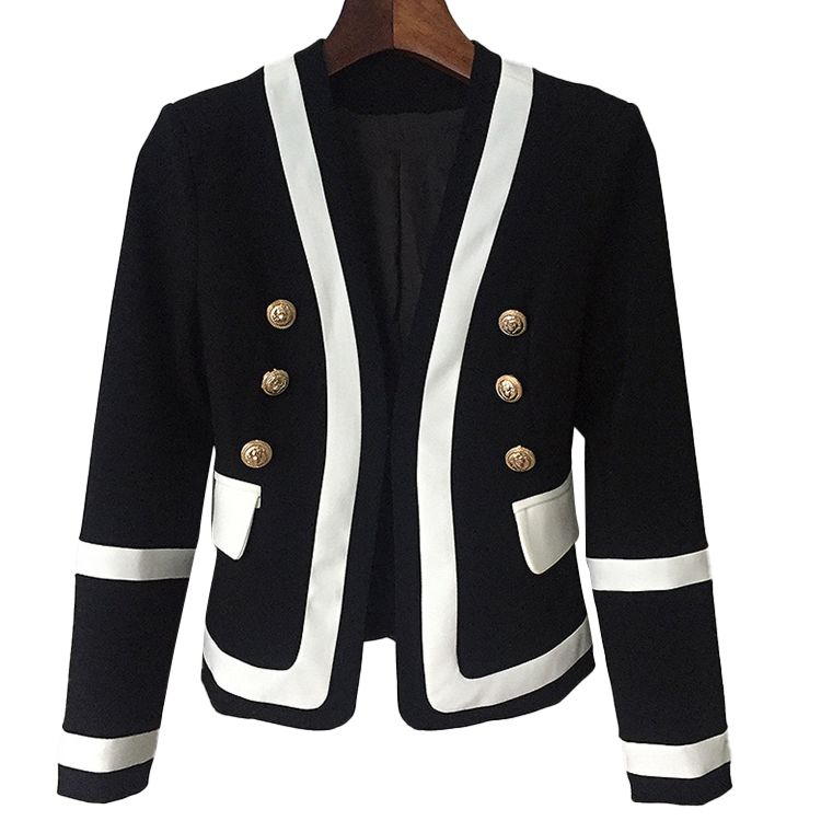 Autumn Black Polyester Tailored Dressy Fitted Formal Double Breasted Ladies Blazer Jacket Women's Suits