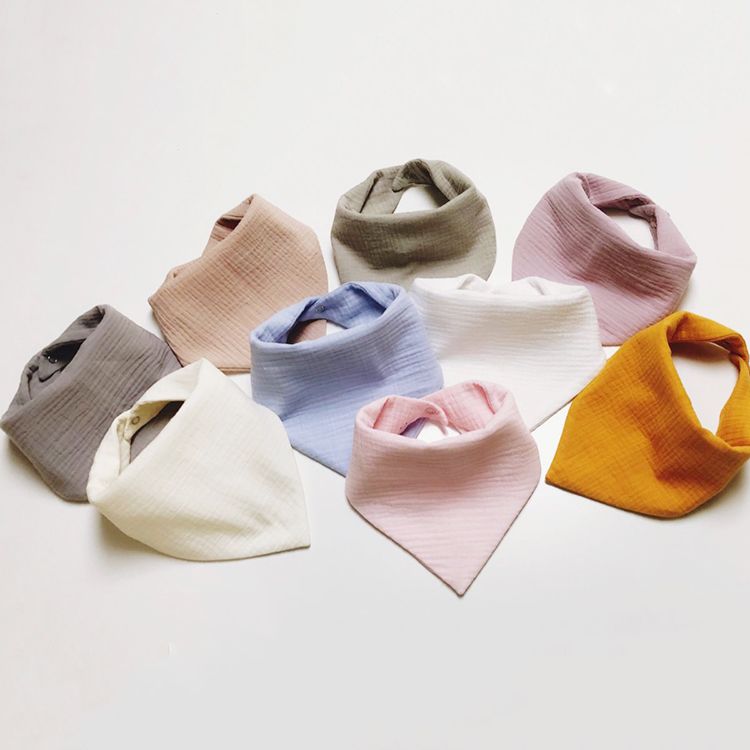 Baby Feeding Double Gauze Cotton Bibs Solid Plain Muslin Saliva Towel