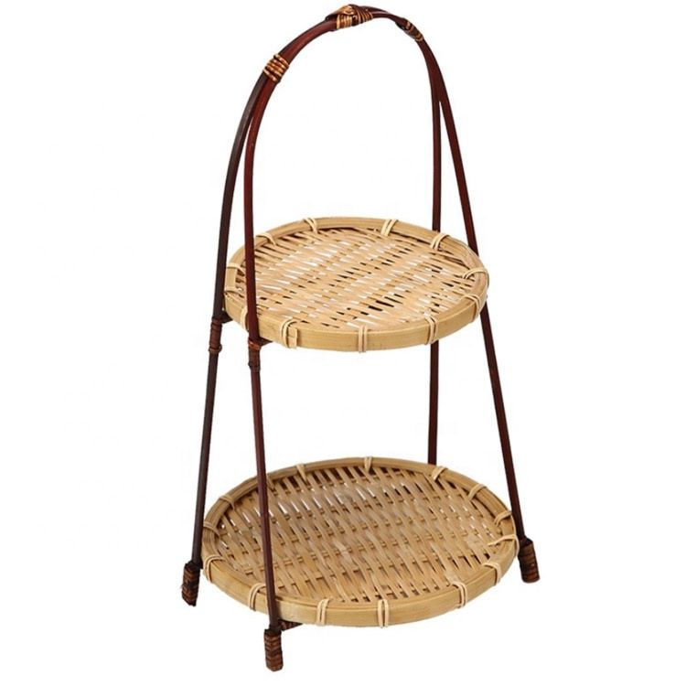 Bamboo Eco-Friendly Hand-Woven Multi-Layer Refreshment Trays and Fruit Trays for Hotels, Parties, and Households