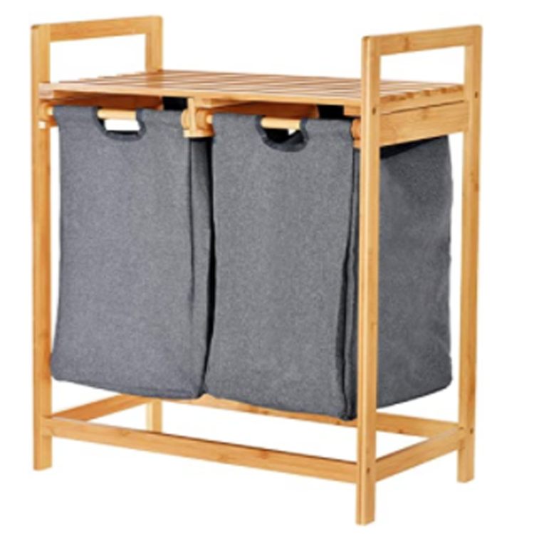 Bamboo Laundry Hamper with Dual Compartments