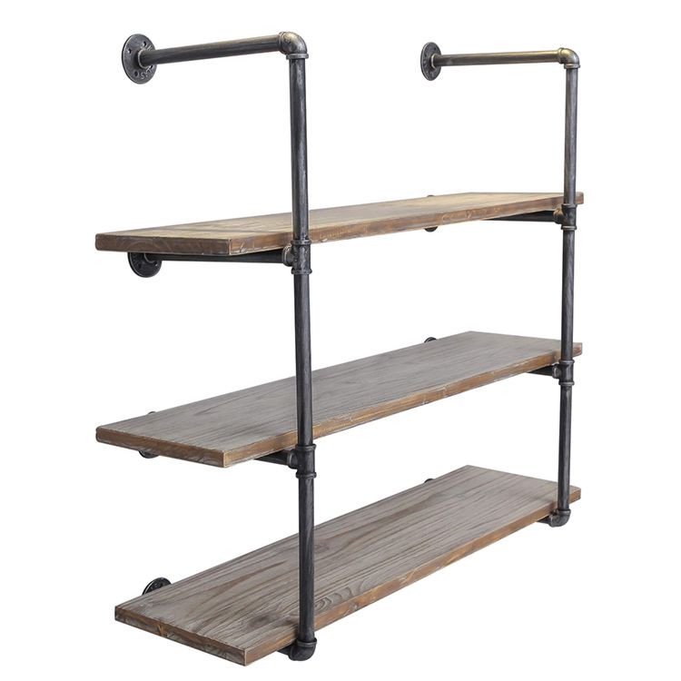 Bar Metal Wall Mounted Book Storage Holders Racks Toilet Industrial Pipe Shelf