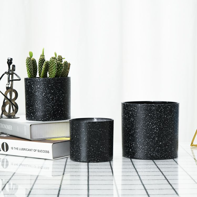 Black Marble Grain Small Indoor round Modern Plant Pots Flower Pots Buy Plant Pots
