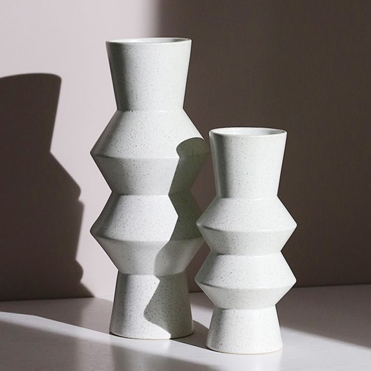 Black Spot White Matte Floor Vase Modern Porcelain Top Vase