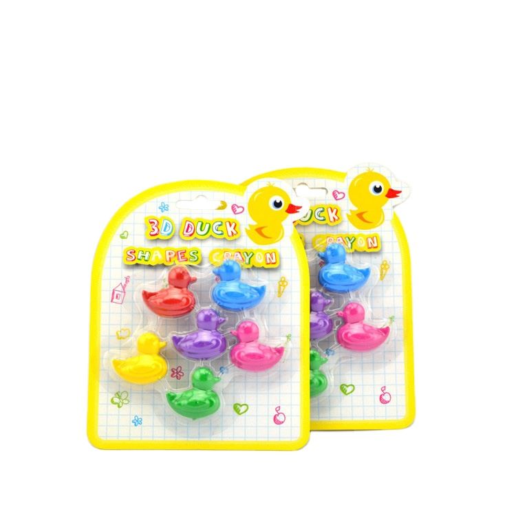 Blister Card Packing Coloring Set Pack 6Pcs Animal Series 3D Duck Crayons