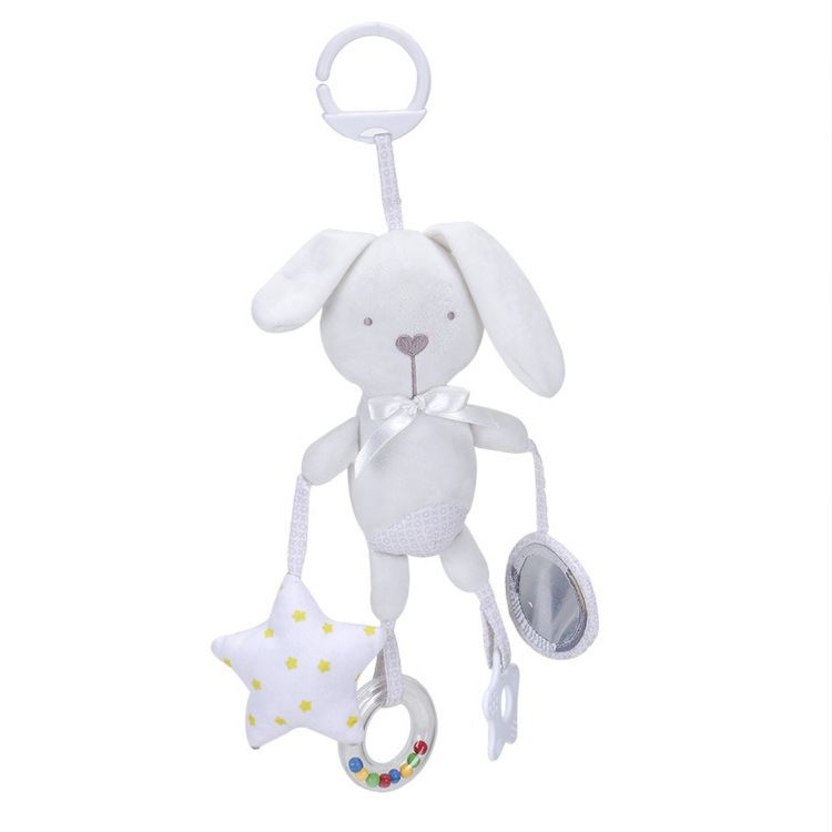 Cartoon Animals Baby Cot Hanging Plush Rattles Newborn Teether Rattle Toy with Elephant Civet Cat Long-Eared Bunny
