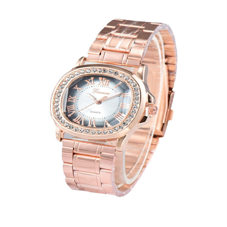 Classic Square Roman Surface Steel Band Watch Manufacturers Direct Sales Men and Women Rose Gold Watches
