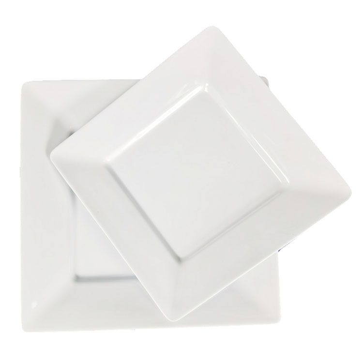 Classic White Solid Plastic Tableware Dinner Ware Set Melamine Square Plates Dish for Hotel Kitchen Home and Restaurant