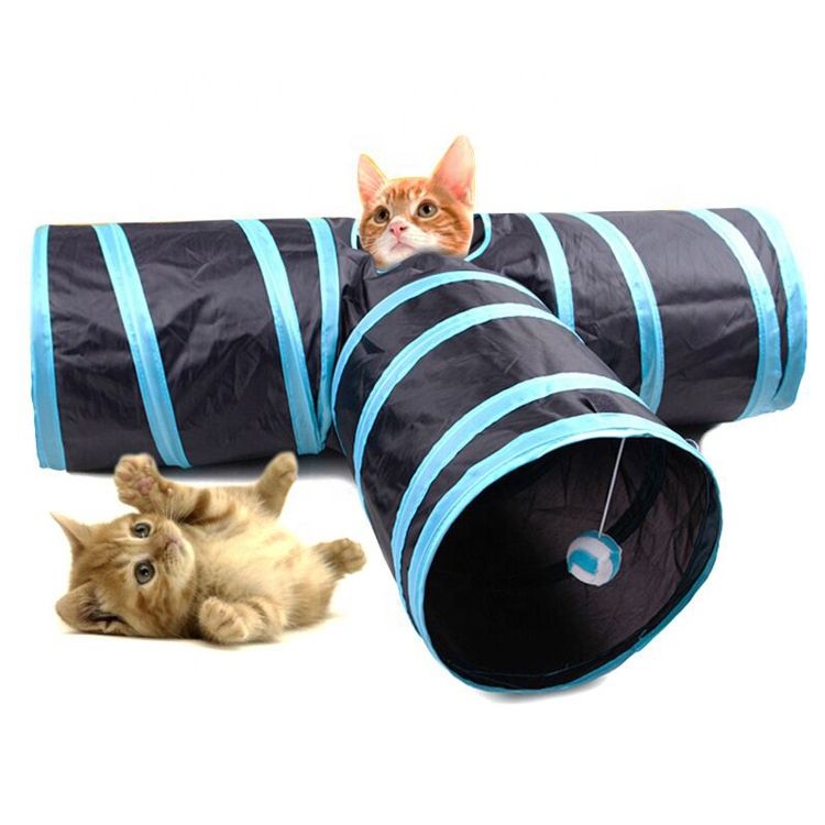 Collapsible Cat Tunnel Pet Toy 3 Ways and Peek Hole Cat Play Toy with Ball