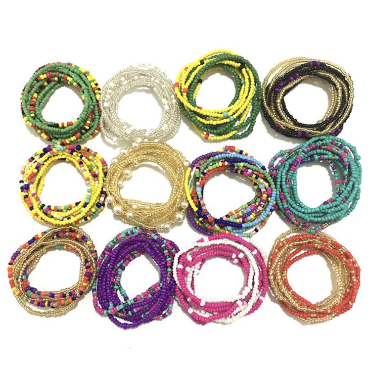 Colorful Women Cadena De Cintura Elastic Waist Bead Chains Waistbeads