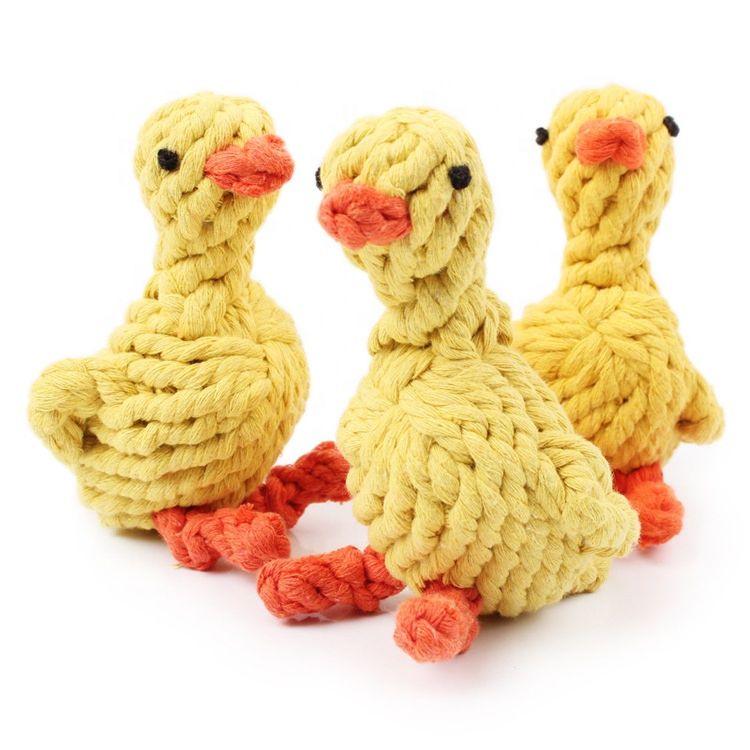 Cotton Rope Chew Bite Resistant Teeth Cleaning Pet Dog Toy Duck