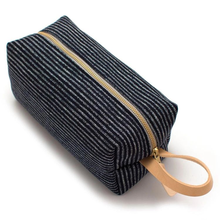 Factory Cotton Striped Stylish Travel Men Dopp Kit Zipper Toiletry Bag