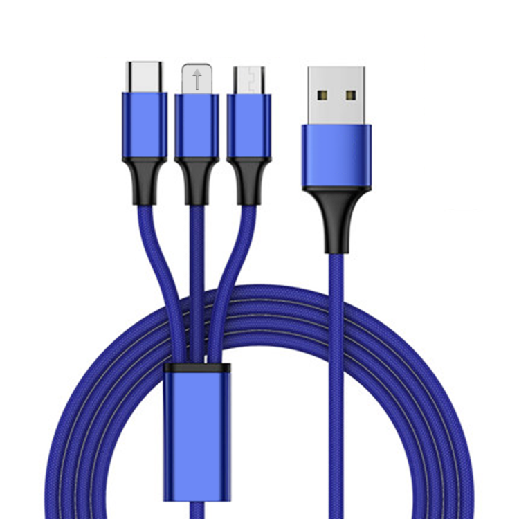 Customized Fast Charging 3 in 1 Nylon Braided Usb Cable 3Ft 6Ft 10Ft Data Cable