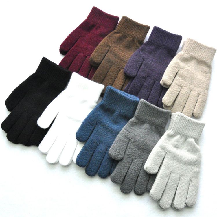 D2502 Women Mens Gloves Warm Acrylic Thicken Knitted Woolen Gloves