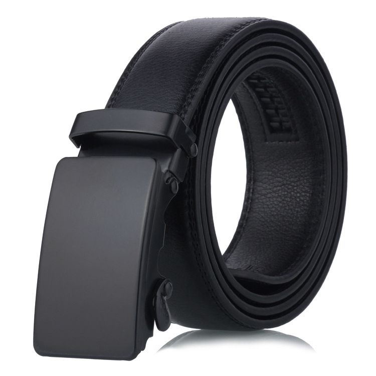 Dda740 in Stock Luxury Ratchet Strap Durable Smooth Men Casual Automatic Belts Business Matte Black Slide Buckle Leather Belts