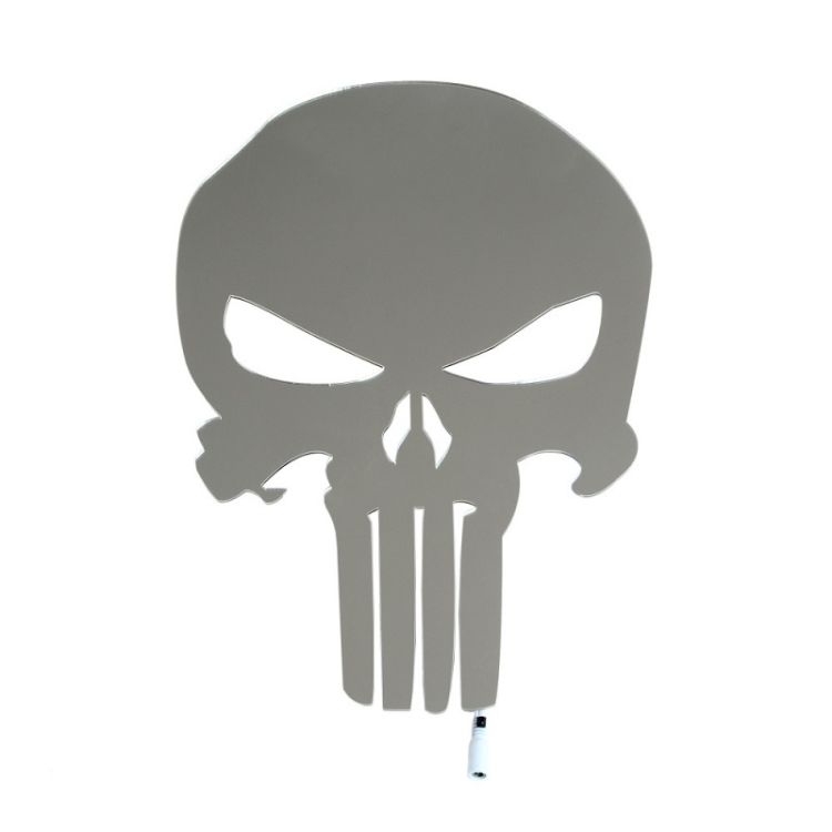 Design 3D Punisher Color Changing Mirror Light Led Remote Control Skull Decoration Wall Light