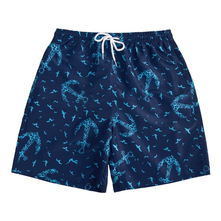 Design Anchor Pattern Printed Shorts Zipper Pockets Mens Shorts Boardshorts Swim Trunk