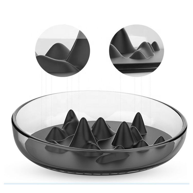 Design Slow Eating Feeder Mountain Fun Pet Bowl Clear Pet Bowl