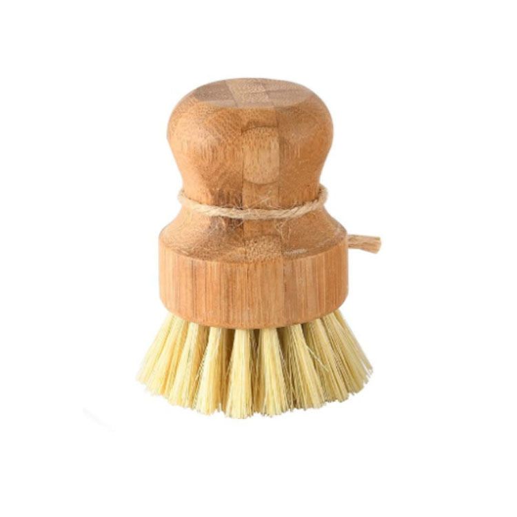 Direct Kitchen Cleaning Brush Bamboo Short Handle round Dish Brush Exquisite Gift