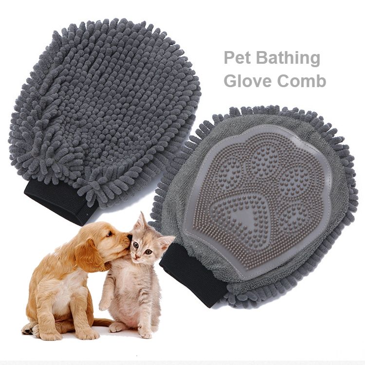 Dog Cat Pet Grooming Towel Deshedding Brush Gloves Soaking Massage Mitt with Ultra Absorbent Microfiber Gloves Combs