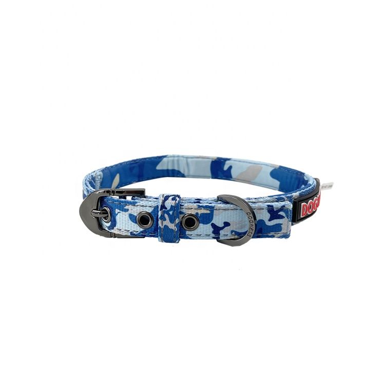 Dogness Free Sample in Stock Outdoor Travel Adjustable Reflective Polyester Camouflage Pet Dog Perro Collar with Metal Buckle