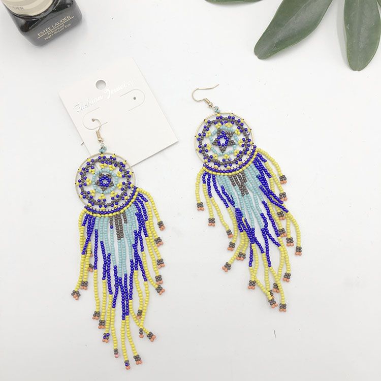 Dream Catcher Bead Earrings Dangle for Women"Japan Seed Bead" Girls Hypoallergenic Beaded Native American