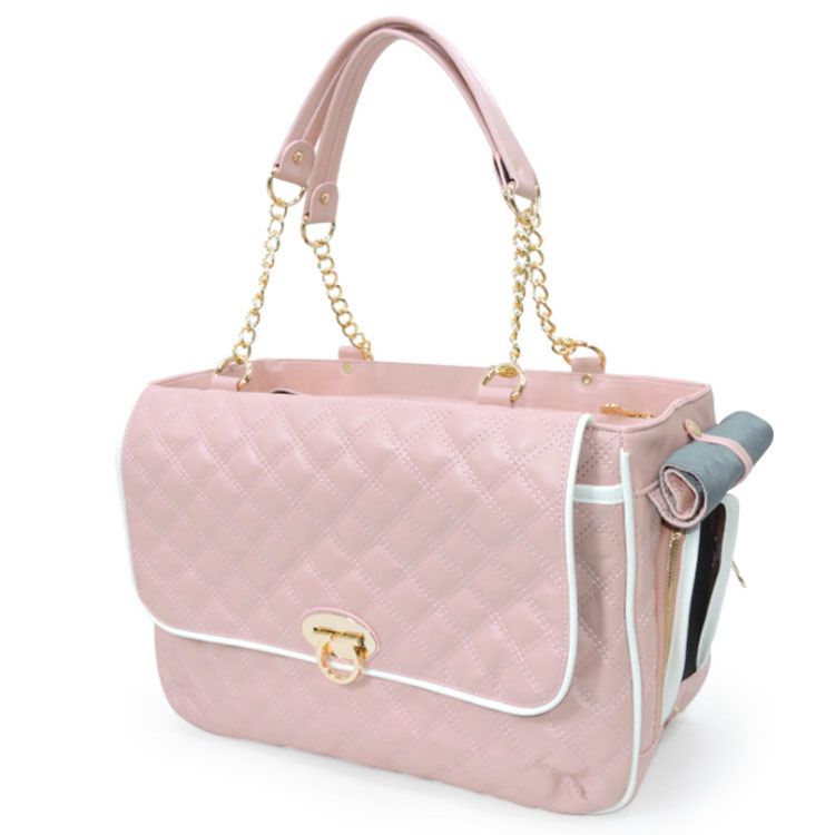 Eco-Friendly Luxury Quilted Pu Leather Foldable Travel Airline Approved Dog Pet Cages Carriers Tote Bag