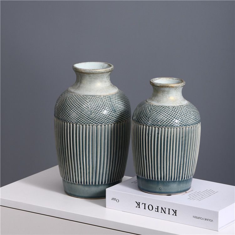 Embossed Surface Design Home Good Ceramic Modern Luxury Style Table Top Decor Flowers Vase