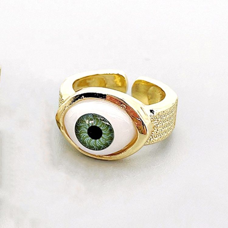 Gold Filled Jewelry Evil Eye Rings Jewelry Accessories Big Wide Bang Evil Eye Stones Ring 18 Gold Plated Enamel Ring