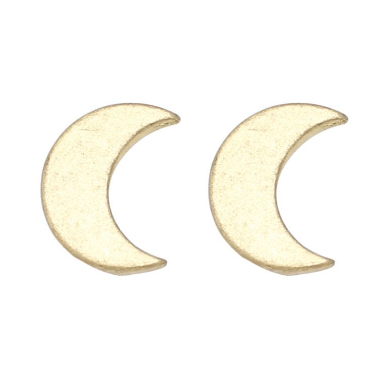 Gold Plating High Polish Tarnish Resistant Tiny Moon Stud Earrings Simple Solid Plain Moon Stud Earrings