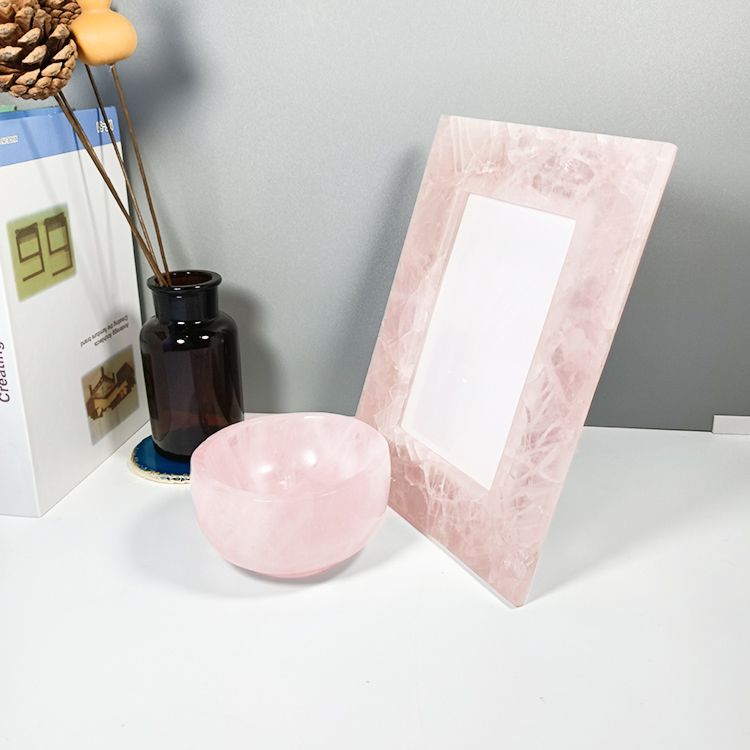 Gorgeous Showpieces Natural Rose Quartz Photo/Picture Frame