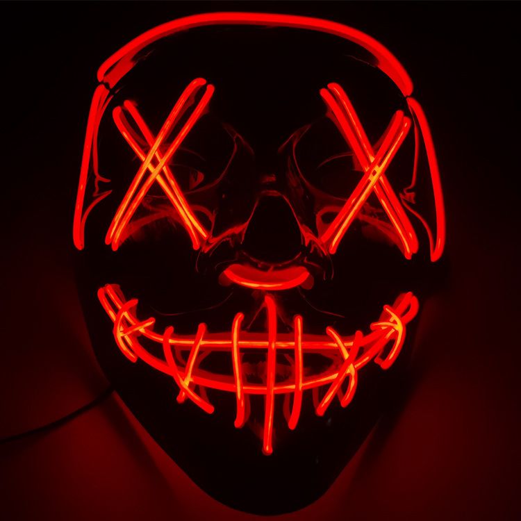 Halloween Rave Clown Scary Costume Cosplay Party Prop Bar Masquerade Joker Adult Toy Led Neon Glow Mask