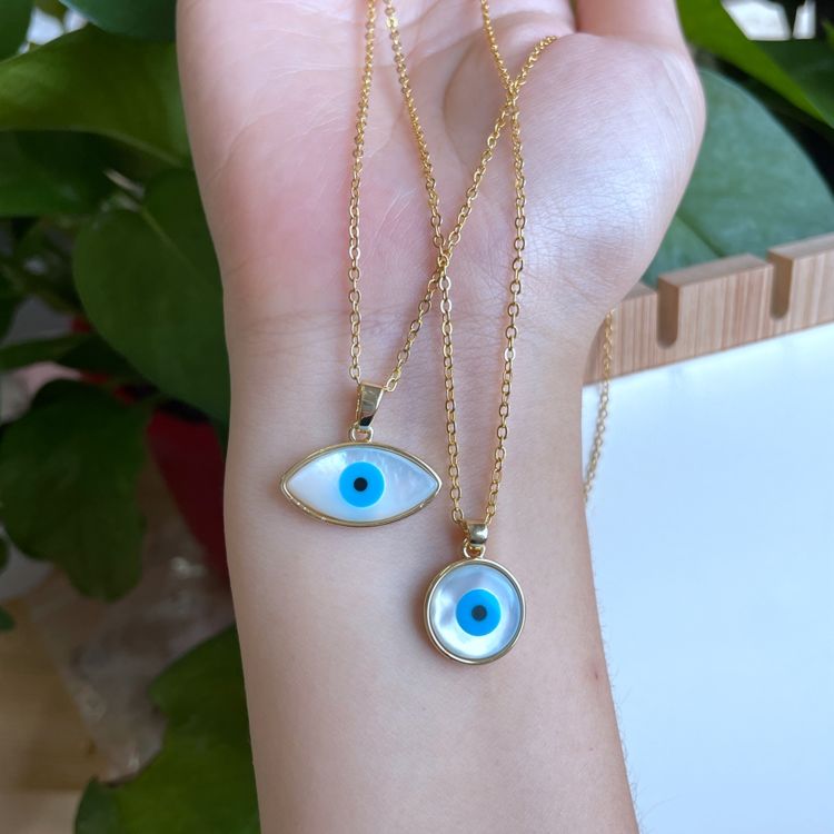 Hamsa Evil Eyes Necklace Shell Pearl Necklace