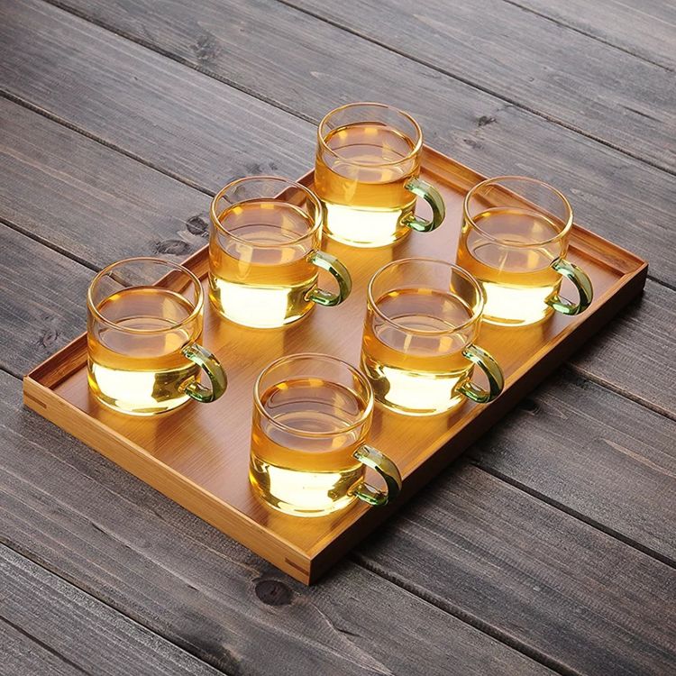 Hand Blown Clear Glass Teacup Borosilicate Glass Tea Set Tea Cups 6Pcs