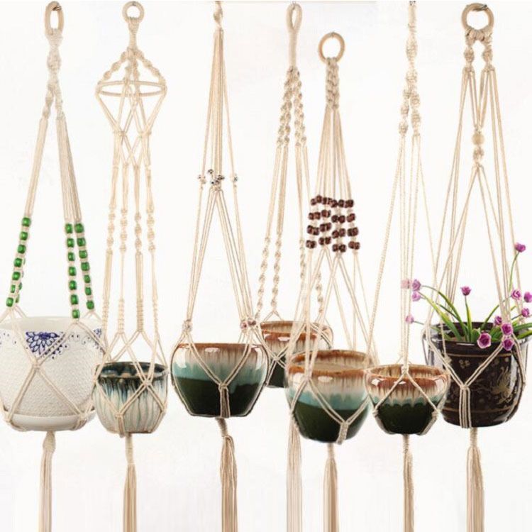 Handmade Cotton Macrame Plant Hanger Indoor & Outdoor Plant Hanger Home Decoration