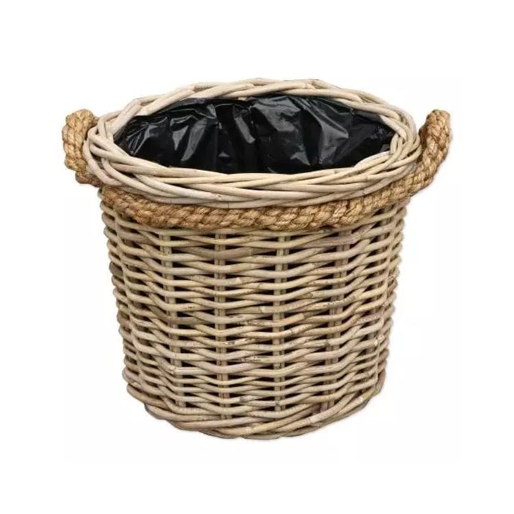 Handmade Natural Material Wicker Flower Storage Basket Willow Plant Planters with Plastic Liner
