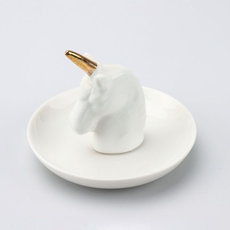 Handmade Unicorn Jewelry Plate Display Stand Ceramic Jewelry Ring Holder Trinket Ceramic Jewelry Dishes Tray