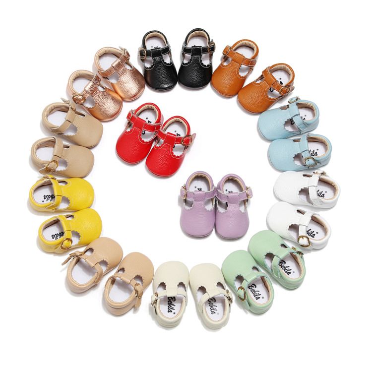 Hard Sole Genuine Leather T-Bar Mary Jane Baby Girls Shoes Infants Toddler Baby Princess Ballet Shoes Newborn Crib Shoes