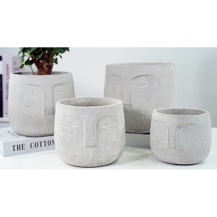 Home Office Decoration Modern Crafts Cement Head Planter Succulent Concrete Face Pot Flower Decorative Pots for Plants
