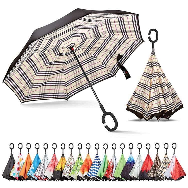 Innovated C Handle Reserve Double Layer Umbrella Double Ribs Umbrella