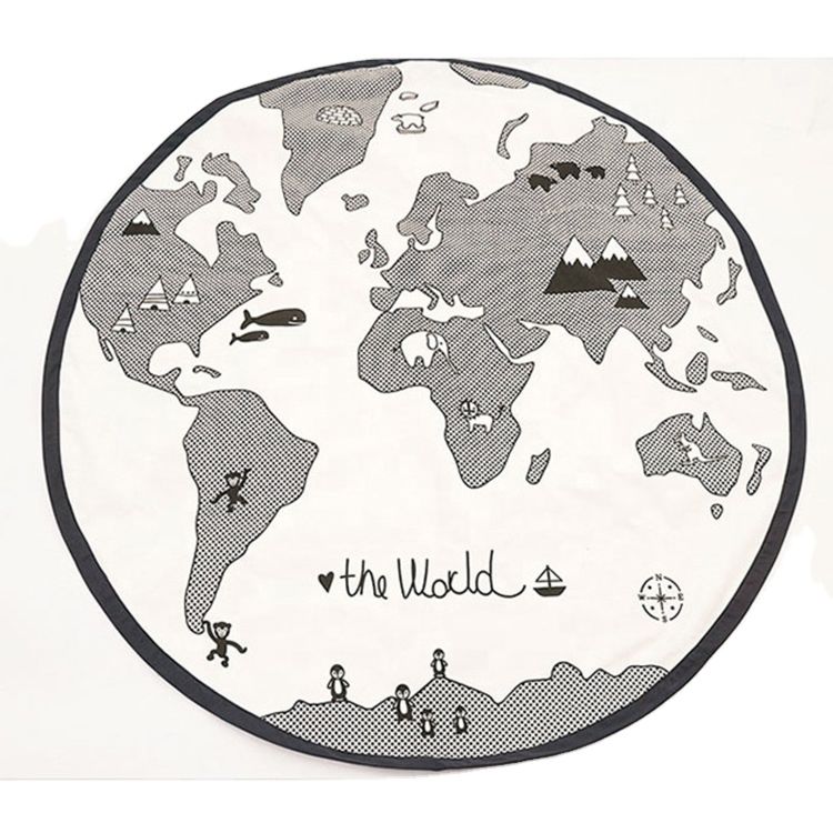 Ins Adventure World Map Black and White Diy Children's Room Decorations Children's Earth Game Play Crawling Mat