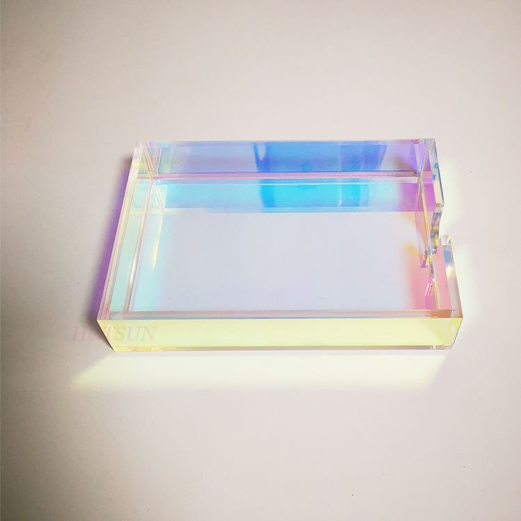 Iridescent Lucite Guest Hand Towels Organizer Tray Acrylic Towel Napkin Holder
