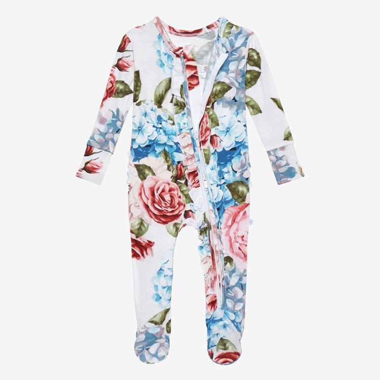 Jambear Bamboo Baby Rompers Zip Footie Romper Bamboo Footie Ruffle Ruffle Baby Zipper Ruffle Toddler Onesie Sleepsuit Baby