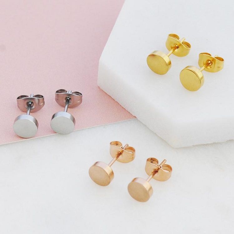 Jewelry round Stud Earrings, Delightful Dot Stud Earrings in Silver, Gold and Rose Gold