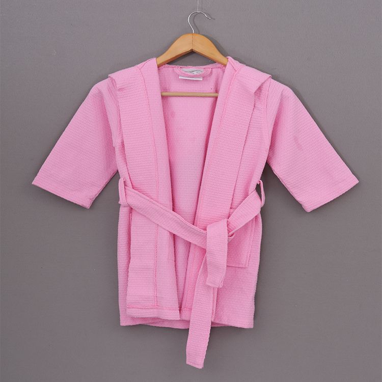 Kids Waffle Diamond Pattern Baby Bathrobe 100% Cotton Robe