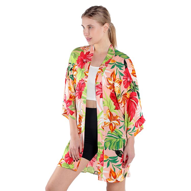 Kimono Beach Wear 100%Viscose Kimonos Women Floral Print Kimono