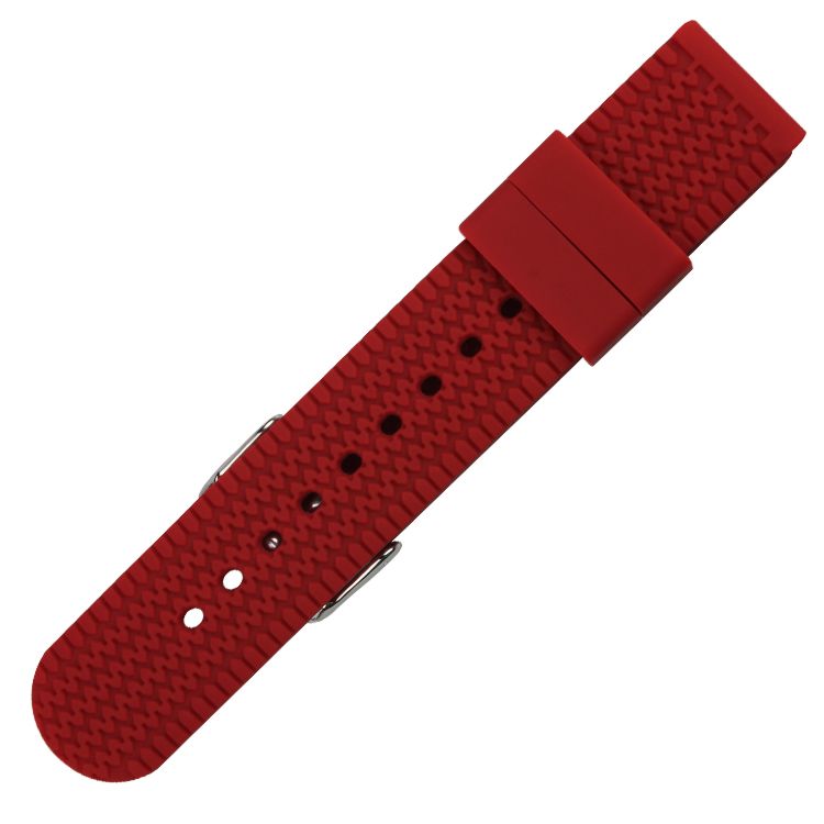 Ladies Red Color Tire Grain anti Skid Quick Release Rubber Silicone Watch Straps