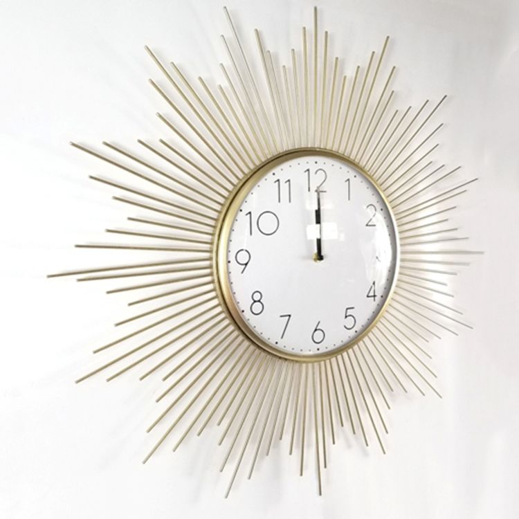 Large Golden Molding Metal Sun Wall Clock
