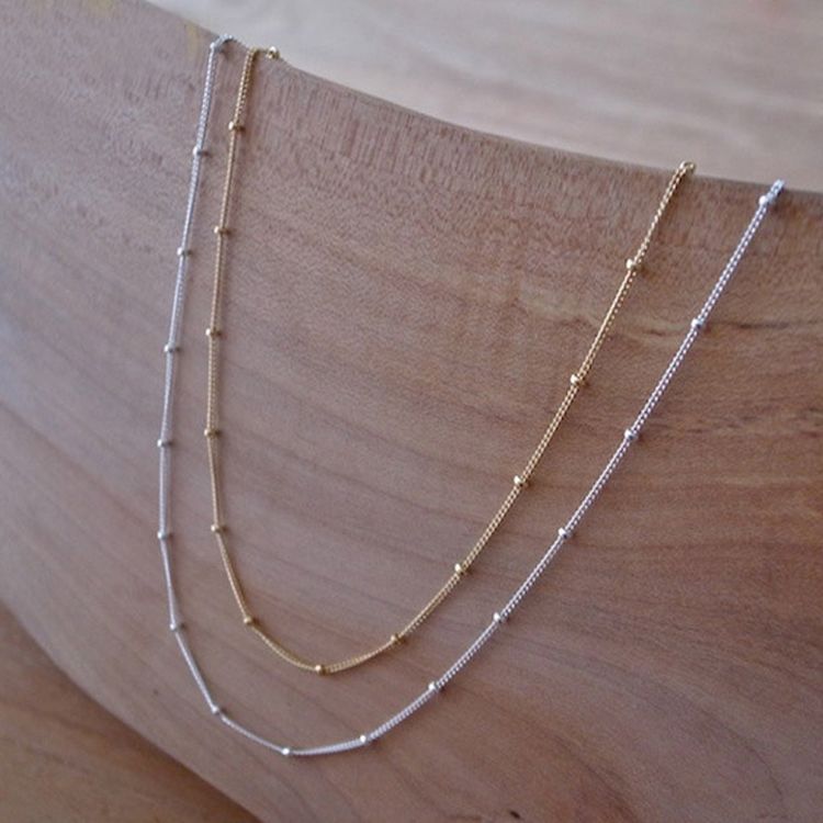 Latest Design Silver Satellite Chain Necklace Silver Beaded Chain Necklace
