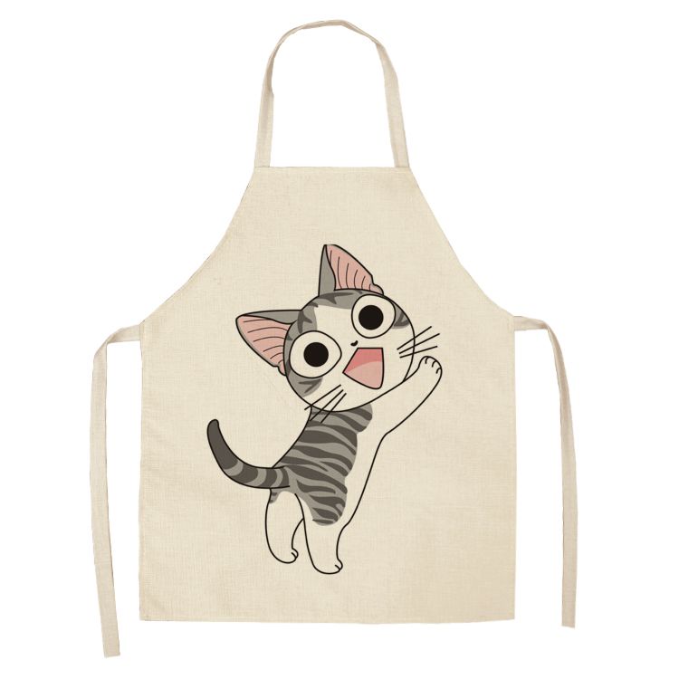 Latest Promotion Price Design Reusable Cute Cartoon Cat Print Kitchen Non-Waterproof Apron